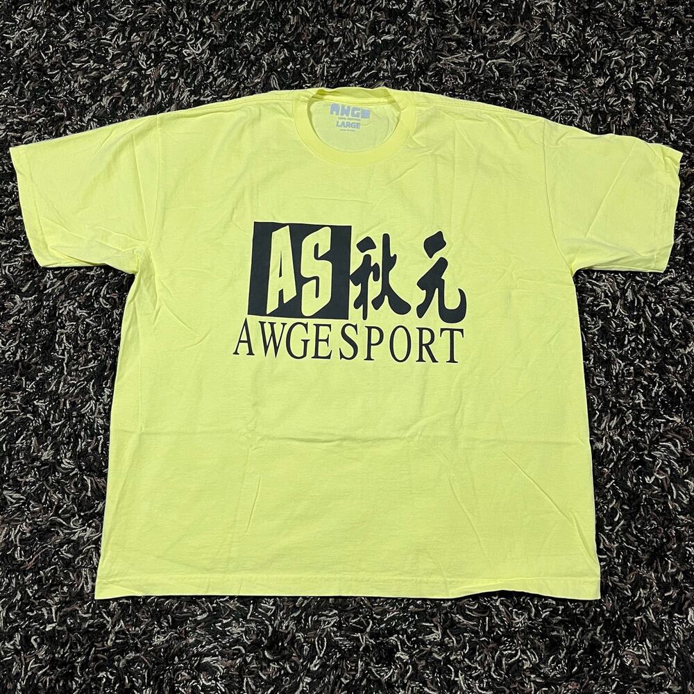AWGE Sport Chinese Logo Canary Yellow T Shirt Men’s Sz L New